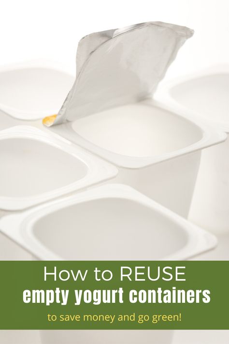 There are a ton of ways to upcycle small plastic containers when they are empty. Here are a few creative ways to reuse yogurt cups around your home. Yogurt Pot Crafts, Crafts With Yogurt Containers, La Fermiere Yogurt Pots Repurpose, Yogurt Container Upcycle, Reuse Yogurt Containers, Yogurt Cup Crafts, Yogurt Container Crafts, Upcycled Yogurt Containers, Upcycle Plastic Protein Containers