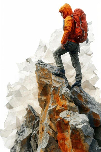 Photo character design of a mountain cli... | Premium Photo #Freepik #photo Outdoor Flyer Design, Trekking Painting, Everest Tattoo, Ink Reference, Mountain Photo Ideas, Mountain Logo Design, Everest Mountain, Nort Face, Book Cover Art Design