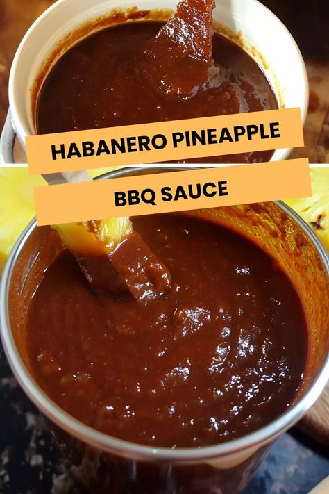 habanero pineapple bbq sauce Unique Bbq Sauce, Hawaiian Bbq Sauce, Pineapple Bbq Sauce, Pineapple Habanero Sauce, Habanero Recipes, Bbq Sauce Homemade Easy, Homemade Bbq Sauce Recipe, Pineapple Sauce, Habanero Sauce