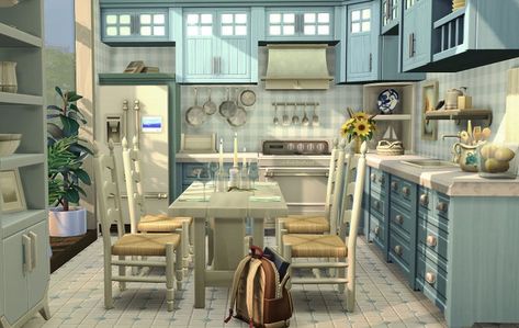 Sims 4 Cottage Living House Interior, Sims 4 Cottage Kitchen Cc, Sims 4 Cottage Living Interior, Cottage Living Room Sims 4, Sims 4 Kitchen Ideas, Ts4 Cottage Living, Sims 4 Cottage Living Kitchen, Sims 4 Beach House, Living Room Sims 4