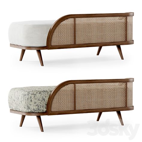 3d models: Other soft seating - Garden ottoman LM / Wooden rattan bench Cotton Couch, Rattan Bench, Rattan Bed, Rattan Storage, Bed Bench, Soft Seating, Pouf Ottoman, Daybed, Modern Materials