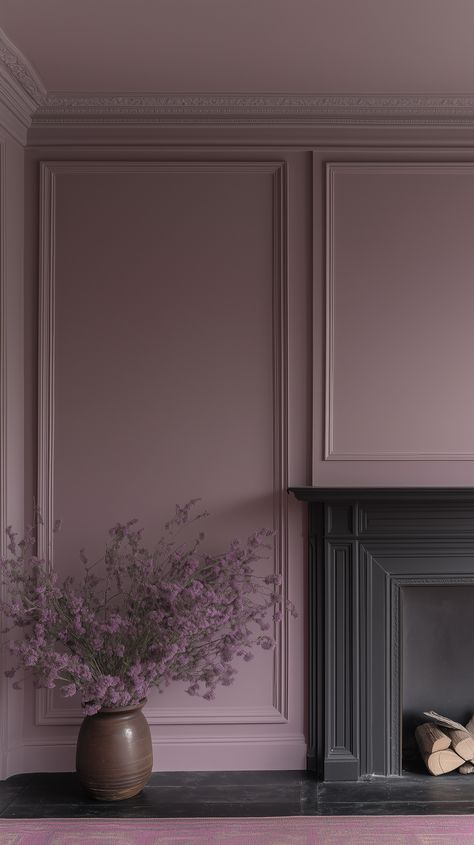 How to Design with Benjamin Moore's 2025 Color of the Year: Cinnamon Slate — Living Bright Interiors Obi Lilac Sherwin Williams, Mauve Interior Design, Light Mauve Paint, Mauve Room, Cinnamon Slate, Mauve Living Room, Lavender Living Room, Benjamin Moore Paint Colors, Mauve Walls