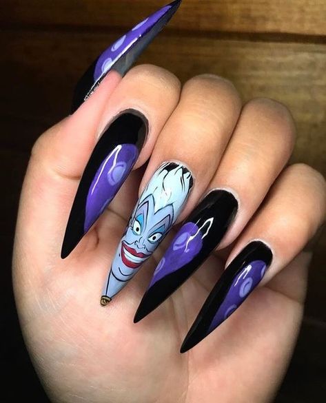 [UPDATED] 150 Best Disney Nails (August 2020) Disney Princess Nail Art, Princess Nail Art, Disney Princess Nails, Disney Nail Designs, Disney Inspired Nails, Disney Acrylic Nails, Halloween Nails Easy, Nail Decor, Halloween Acrylic Nails