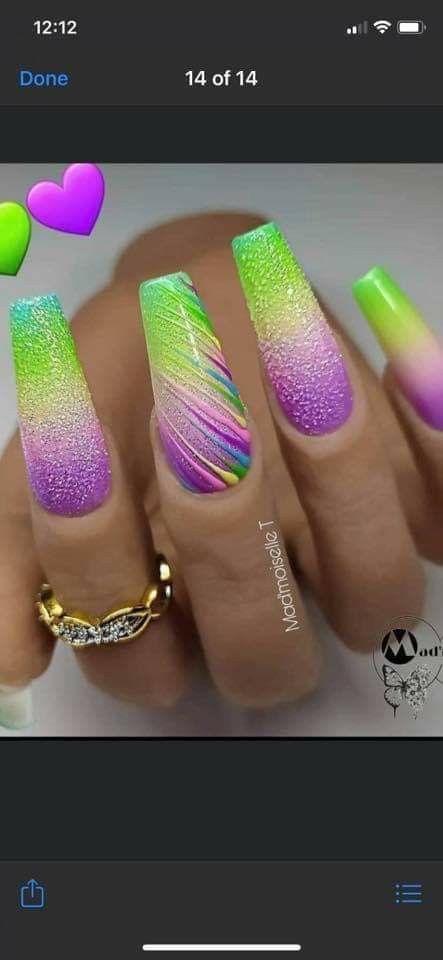 Bright Nail Inspiration, Amazing Nail Designs Creative, Bright Classy Summer Nails, Bright Nails For Summer Neon, Color Changing Nail Designs, Neon Acrylic Nails Designs, Bright Summer Nails Designs Neon, Cute Neon Nail Ideas, Neon Glow Nails