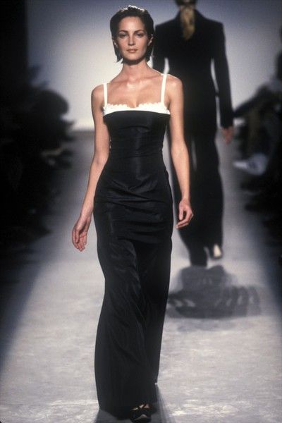 Classic Runway Fashion, 90s Runway Archive, 90s Vintage Runway Dresses, Prada Runway 90s, Run Way Models Fashion Show, Christy Turlington 90s Runway, 90s Runway Fashion Dresses, Unrealistic Clothes, Silk Dress Runway