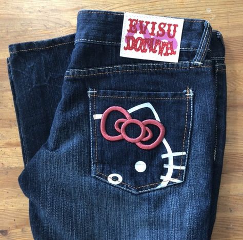 daily hello kitty ♡ on Twitter: "hello kitty jeans <3… " Hello Kitty Jeans, Fire Clothes, Kitty Clothes, Kitty Accessories, Hello Kitty Clothes, Painted Jeans, 2000s Fashion Outfits, Hello Kitty Items, Hello Kitty Collection