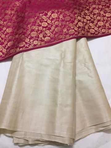 White Sarees, Pure Tussar Silk Saree, Banarasi Brocade, Brocade Blouse, Silk Saree Banarasi, Saree Banarasi, Brocade Blouses, Saree Blouses, Pure Silk Saree