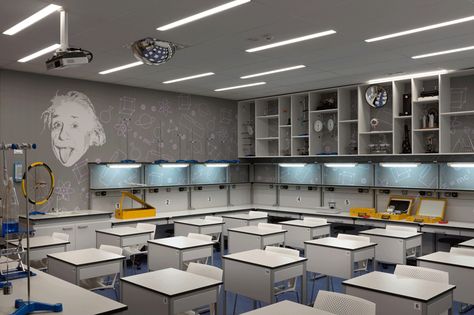 Middle School Decor, School Interior Design, School Building Plans, Education Design Interior, Classroom Interior, Laboratory Design, Campus Design, Kids Interior Design, School Interior