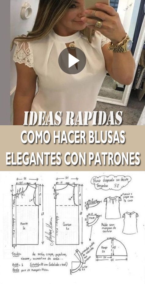 APRENDE COMO HACER UNA BLUSA ELEGANTE: Hola amigas sé que muchas de ustedes al iniciarse en la costura uno de los primeros proyectos que les llega a la mente para intentar hacer es una blusa. #ideas #costura #sewing #blusas #2020 T Shirts For Women, Halloween, Crochet, Women's Top, T Shirt, Molde