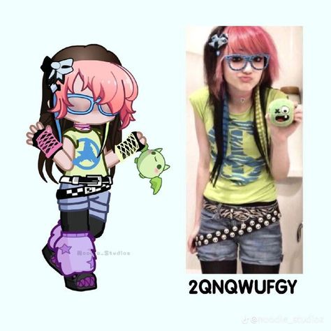 Gacha Club 2 Outfits, Gacha Life 2 Outfits, Gl2 Ideas, Decora Outfits, Gacha Life Outfit, Trad Goth Outfits, Space Buns Hair, Gl2 Codes, Gacha Clothes