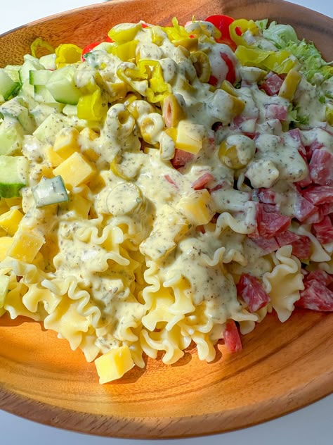 Grinder Pasta Salad Italian Grinder Pasta Salad The Modern Nonna, Italian Grinder Pasta Salad, Viral Grinder Sandwich, Grinder Pasta Salad, Shopska Salad, Italian Grinder, The Modern Nonna, Modern Nonna, Grinder Sandwich