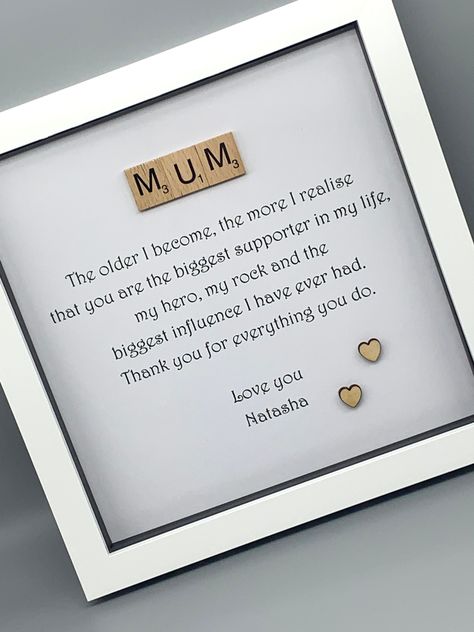 Mum Shadow Box Ideas, Mum Poems, Birthday Presents For Mum, Present For Mom, Christmas Gifts For Mum, Birthday Presents For Mom, White Shadow, Presents For Mum, Mum Birthday Gift