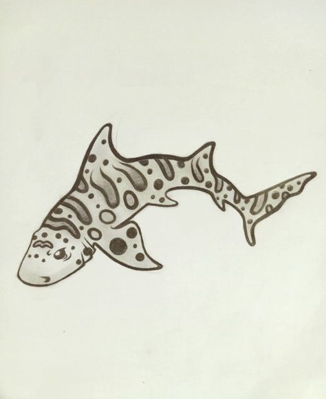 Cute Shark Sketch, Cool Shark Drawings, Shark Skeleton Drawing, Zebra Shark Drawing, Black Tip Reef Shark Drawing, Leopard Shark Drawing, Mako Shark Drawing, Leopard Shark Tattoo, Shark Tooth Drawing