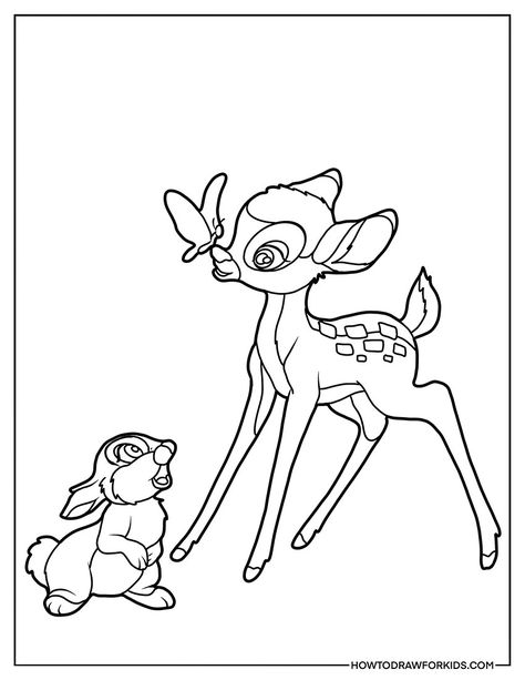 Bambi Coloring Pages - Free Printables Bambi Coloring Pages, Printable Friends, Forest Coloring Book, Bambi And Thumper, Forest Home, Book Outline, Cartoon Coloring, Forest Color, Natural Palette