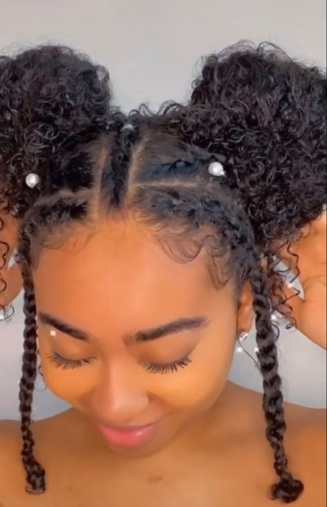 Two Puffs With Braids Natural Hair, Creative Natural Hairstyles Black Women, Cute Hairstyles For Black Women Natural, Black Teen Girl Hairstyles, Black Teen Hairstyles Natural Hair, Quick And Easy Natural Black Hairstyles, Cute Hairstyles For Short Hair Black Ppl, Short Natural Curly Hair, Hair Puff