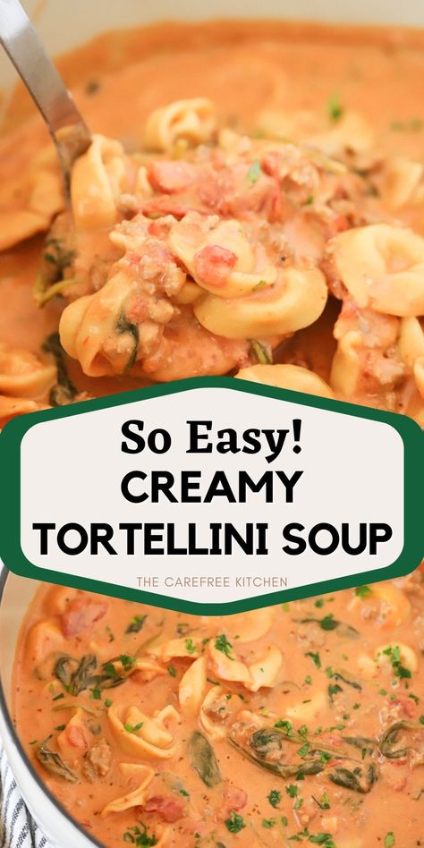 Tortolini Soup Crock Pot, Keto Tortalini Soup, Fall Soups Tortellini, Instapot Creamy Tortellini Soup, Tortellini Soup With Rotel, Cheesy Sausage Tortellini Soup, Pioneer Woman Creamy Tortellini Soup, Italian Cheese Tortellini Soup, Easy Tortilini Soup