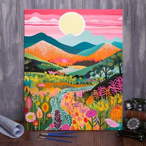 Funky Landscape, Colorful Mountains, Rainbow Mountain, The Joy Of Painting, Boost Creativity, Acrylic Paint Set, Matching Paint Colors, Mors Dag, Bob Ross