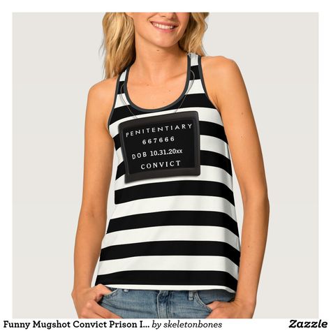 Funny Mugshot Convict Prison Inmate Party Costume Tank Top #halloweenshirt #halloweentshirt #halloween #halloweencostumes #halloweenstuff Prison Party, Convict Costume, Vacation Tank Top, Summer Tank Top, Funny Tank Tops, Best Tank Tops, Tee Shirt Designs, Summer Tank, Summer Tank Tops