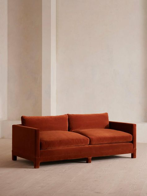 Ashford Three Seater Sofa, Velvet, Rust, US - Soho Home Four Seater Sofa, Classic Sofa Designs, Bespoke Beds, Deep Sofa, Sofa Velvet, Soho Home, Comfy Seating, Sofa Price, House Bedrooms