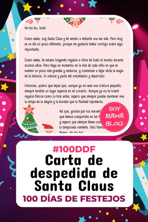 Carta de despedida de Santa Claus #100DDF - Soy Mama Blog Carta A Santa Claus, Ideas Navidad, Mama Blog, Santa Claus, Origami, Yoga, Halloween, Christmas, Santos