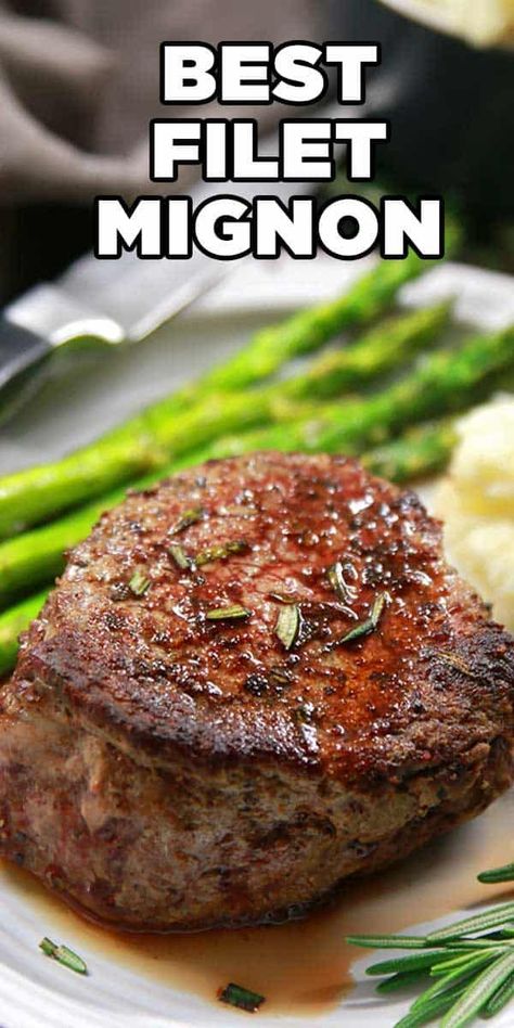 How to cook the best filet mignon! This easy steak recipe is low carb and so delicious. #iacornfed #spoonsor #steak #beef #easyrecipe #lowcarb Filet Mignon Steak Recipes, Easy Steak Recipe, Best Filet Mignon Recipe, Best Filet Mignon, Mignon Steak, Filet Mignon Recipes, Filet Mignon Steak