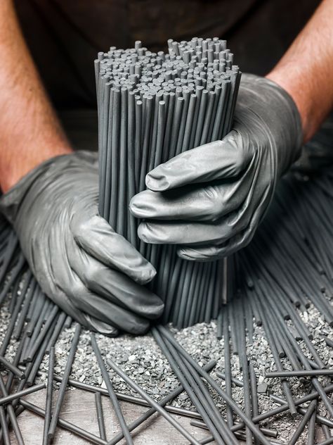 Inside One of America’s Last Pencil Factories - The New York Times    The graphite cores of pencils. Builder Aesthetic, Industrial Portrait, Warehouse Photoshoot, Factory Photography, Relief Printmaking, Magazine Images, Mood Images, Corporate Photography, Industrial Photography