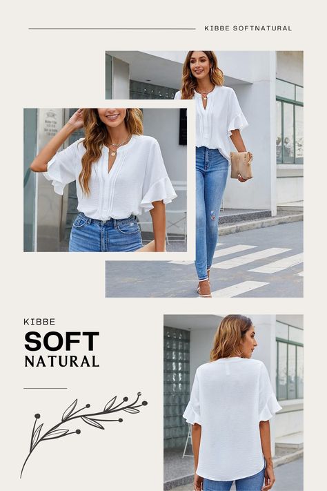 Soft Natural Kibbe Jewelry, Soft Natural Kibbe Outfit Ideas, Soft Natural Jewelry, Natural Outfit, Natural Clothing Style, Business Casual Tops, Natural Kibbe, Summer Business Casual Outfits, White Blouses