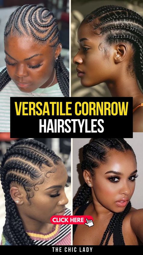 Cornrow Braids: 17 Stylish Ideas You’ll Love Knotless Cornrows Braids For Black Women, Feed In Braids Cornrows Styles, Small Scalp Braids For Black Women, Stitch Braids Cornrows With Curls, Trending Cornrows 2024, Fulani Straight Back Braids, Feed In Braids Hairstyles Black Women, 10 Feed In Braids Hairstyles, Six Cornrows Braids