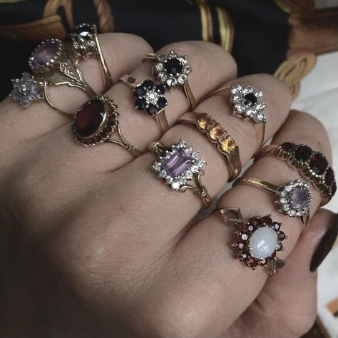 Different Rings, Wearing Rings, Regal Rose, Grunge Nails, Indie Jewelry, Dope Jewelry, Hippie Jewelry, Aesthetic Grunge, Jewelry Inspo