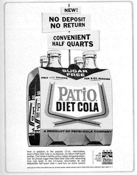 Patio Diet Cola was introduced by Pepsi in 1963 with this ad. This is one of very few produced for the brand before it became Diet Pepsi. Diet Cola, Advertising Graphics, Diet Pepsi, Soda Brands, Supermarket Shelves, Pepsi Cola, Cherry Flavor, Old Signs, Orange Crush