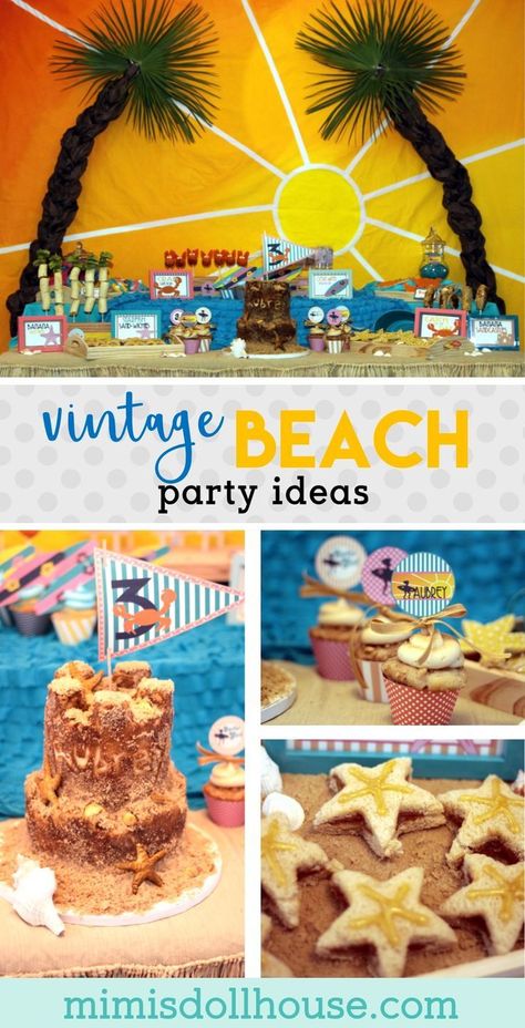 beach party Party Food Ideas For Adults, Backyard Beach Party, Beach Party Ideas, Vintage Beach Party, Diy Party Crafts, Sea Party Ideas, Surf Party, Summer Bash, Beach Birthday Party