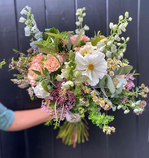 Annabel’s Instagram profile post: “Wild whimsical seasonal bridal bouquet for Emily. Mixture of gorgeous local flowers from @blodaugwaun, some from my garden and some from a…” Whimsical Garden Bouquet, Fairy Flowers Bouquet, Whimsical Bouquet Bridal, Whimsy Bouquet, Whimsical Bridal Bouquet, Whimsical Wedding Bouquet, Garden Style Bouquet, Whimsical Wedding Flowers, Local Flowers