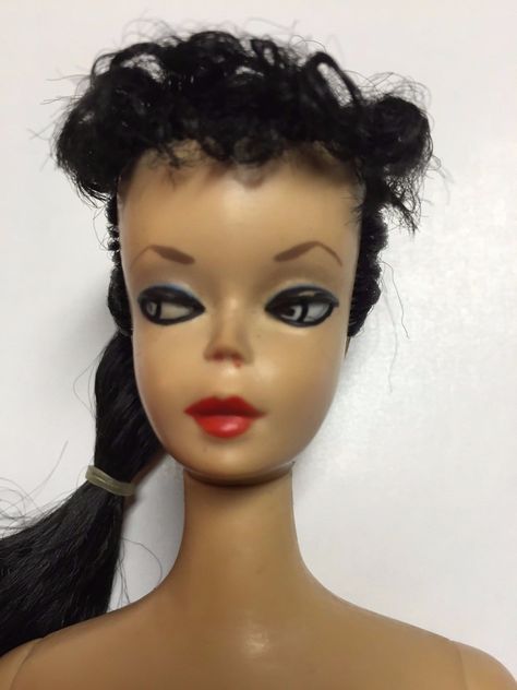 27: #1 Blonde Barbie's front view. She was re-rooted to brunette and blonde scalp flocking removed. Summer Ponytail Hairstyles, Ponytail And Bangs, Summer Ponytail, Barbie Hairstyle, Real Barbie, Bangs Hairstyles, Barbie Family, Barbie Skipper, Vintage Barbie Clothes