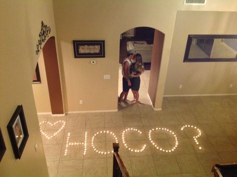 [ closed with cadence ] carter] i wait in your living room when i hear the keys jingle in the door. i smile big and you... Big Hoco Proposals Ideas, Sadie Hawkins Proposals, Funny Prom, Country Prom, Cute Hoco Proposals, Proposal Candles, Cute Homecoming Proposals, Cute Prom Proposals, Dance Proposal