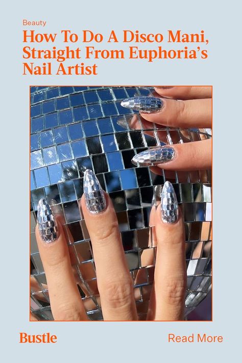 Disco Ball Nails, Beyonce Nails, Ball Nails, Disco Nails, Concert Nails, Euphoria Nails, Shiny Nails Designs, Celebrity Nails, Mirror Ball