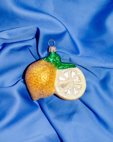 Handmade glass Lemon ornament 🍋 Glass Ornaments, Christmas Ornament, Lemon, Christmas Ornaments, Glass, Christmas