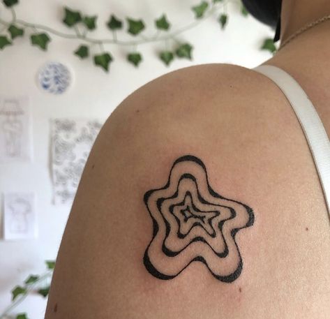 Random Tattoo Designs, 1144 Tattoo, Leg Tattoos Easy, Big Star Tattoo, Color Block Tattoo, Ween Tattoo, Doodle Flower Tattoo, Abstract Star Tattoo, Easy Tattoos For Beginners Simple