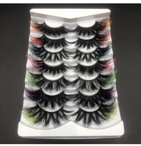 Fluffy lashes Eyelashes With Color, Colored Eyelashes, Lashes Pack, Fluffy Lashes, Cat Eye Lash, Mink Colour, Faux Mink Lashes, Strip Lashes, Mix Color