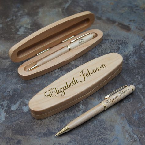 Personalized Maplewood Pen Set with Engraved Pen Case and Personalized Pen or Pencil with Your Choice of Font From Our Selection (Each) by DesignstheLimit on Etsy Personalized Pen, Woodworking Box, Pen Turning, Pen Blanks, Personalised Pens, Wooden Pen, Wood Pens, Letter Opener, Pencil Box