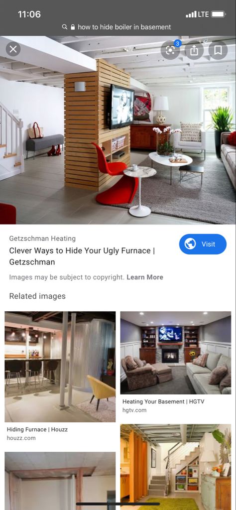 I googled how to hide furnace and this was the best idea because a lot are in the middle of the basement space. It gives it an “intentional” look and not just a random closet there or a random curtain idea. Basement With Furnace In Middle, Basement Hide Furnace, Furnace Cover Ideas Basements, Basement Furnace Hide, How To Hide Utilities In Basement, Furnace In Middle Of Basement, Basement Furnace Room Ideas, Hide Furnace In Basement, Hiding Furnace