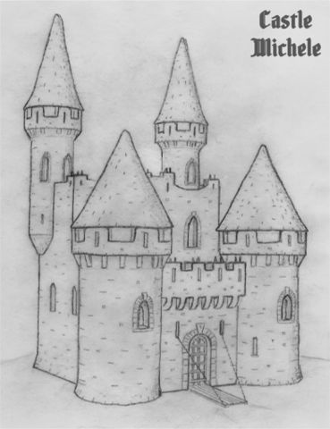 Michele 3D - Castle Magic Small Castle Drawing, Oslikavanje Zidova, Castle Drawing Easy, Castle Sketch, 3d Castle, Umbrella Drawing, Drawing Apple, Castle Plans, Castle Drawing