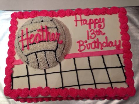 Volleyball birthday cake Volleyball Birthday Cakes, Cake 9x13, Volleyball Cake, Volleyball Birthday Party, Volleyball Party, Volleyball Net, Sport Cakes, 14th Birthday, Birthday Food