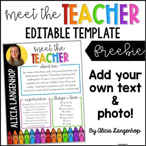 Meet the teacher template editable | TPT Meet The Teacher Template Freebie, Free Meet The Teacher Template, Girl Scout Cookie Sales, Meet The Teacher Template, Kindergarten Classroom Decor, Teacher Templates, Introduce Yourself, Free Teacher, Meet The Teacher