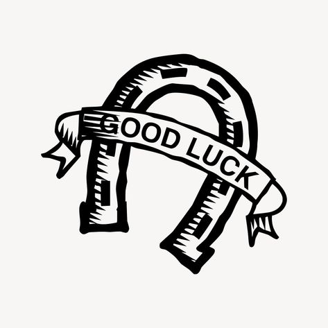 Good Luck Drawing, Horseshoe Illustration, Luck Drawing, Horseshoe Svg, Horseshoe Good Luck, Drawing Black And White, Paper Items, Drawing Black, Lucky Horseshoe