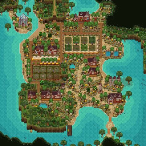 Beach Farm, Stardew Farms, Stardew Valley Layout, Stardew Valley Tips, Types Of Farming, Stardew Valley Farms, Flora Farms, Base Building, Farm Layout