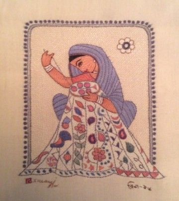 Woman embroidering kantha. Surayia Rahman design. Photo used with permission. Katha Stitch Design, Woman Embroidering, Chamba Rumal, Nokshi Katha Design, Nokshi Katha, Nakshi Katha, Crewel Embroidery Patterns, Bengali Art, India Painting