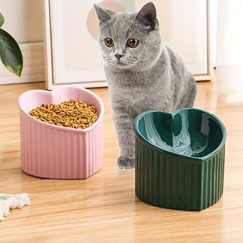 Ceramic Raised Cat Bowls Tilted Elevated Food Or Water Bowls Stress Free Dog Bowl | Don't Miss These Great Deals | Temu Cat Food Dish, Elegant Food, Cat Dishes, Cat Food Bowl, Cerámica Ideas, Cat Feeder, Cat Bowl, Handmade Pet, Pink Ceramic