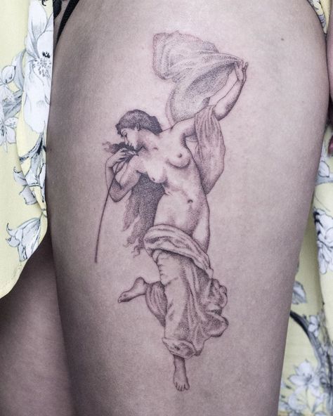 Stickandpoke Tattoo, Aphrodite Tattoo, Emo Tattoos, William Adolphe, Statue Tattoo, Circle Tattoos, William Adolphe Bouguereau, Doodle Tattoo, Mythology Tattoos