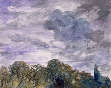 Study of sky effect | Great Britain, Uk (made)  Date: 26/09/1833 (made)  Artist/Maker: Constable, John RA, born 1776 - died 1837 (artist)  Materials and Techniques: Pencil and watercolour Sky Effect, John Constable, Romantic Period, Artist Materials, Great Britain, The Past, Oil Painting, Art, Nature