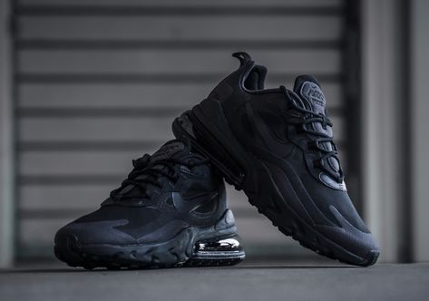 The Triple Black Mainstay Colorway Appears On The Nike Air Max 270 React Solo Camping, Nike Air Max 270 React, Air Max 270 React, 270 React, Air Max 720, Dope Tattoos For Women, Black Oil, Nike Air Max 270, Dope Tattoos